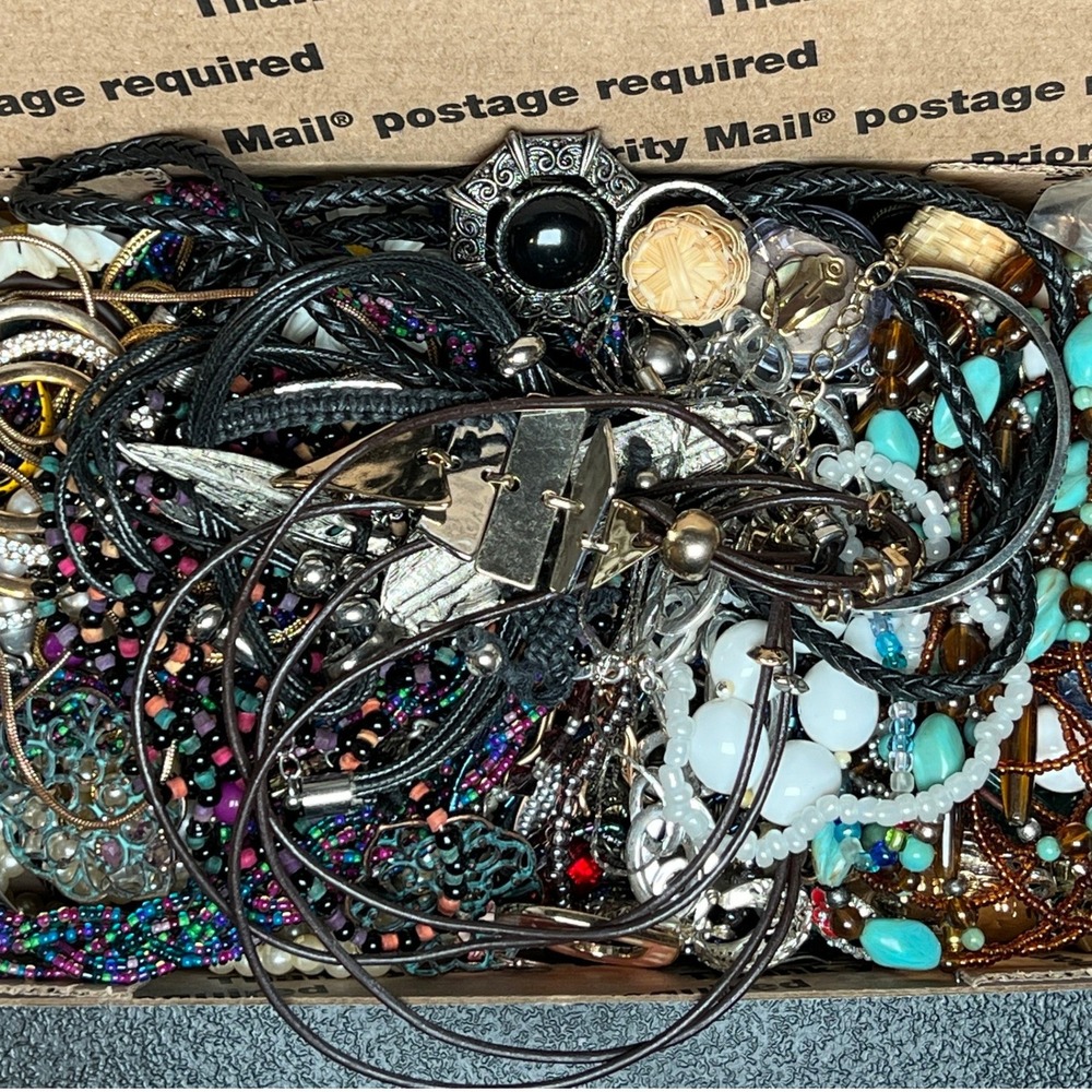 3 Lbs Craft Jewelry Lot Broken Repair Repurpose Wearable Resell